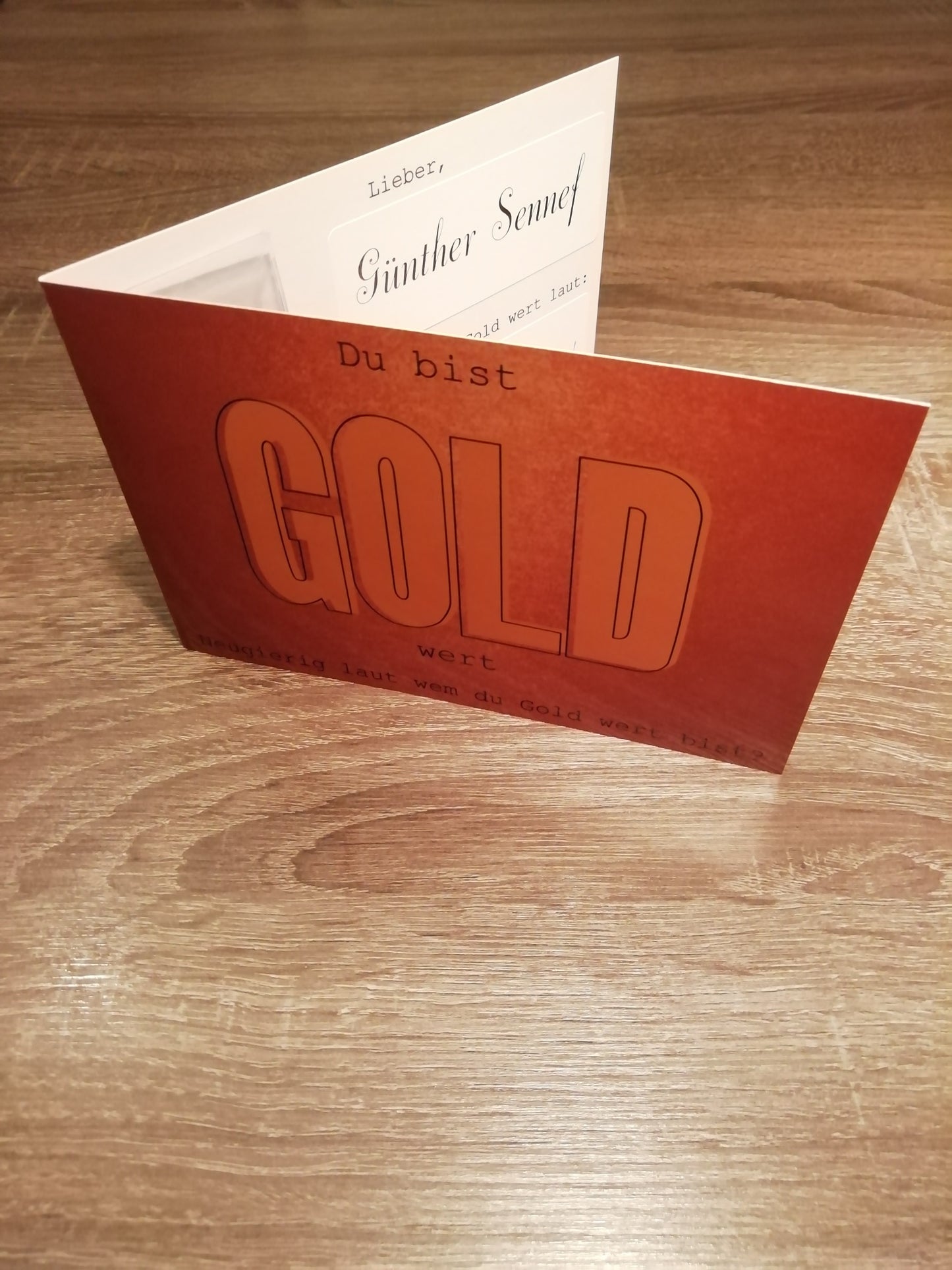 Persönliche Grußkarte mit 1 Gramm Barren reines Gold!