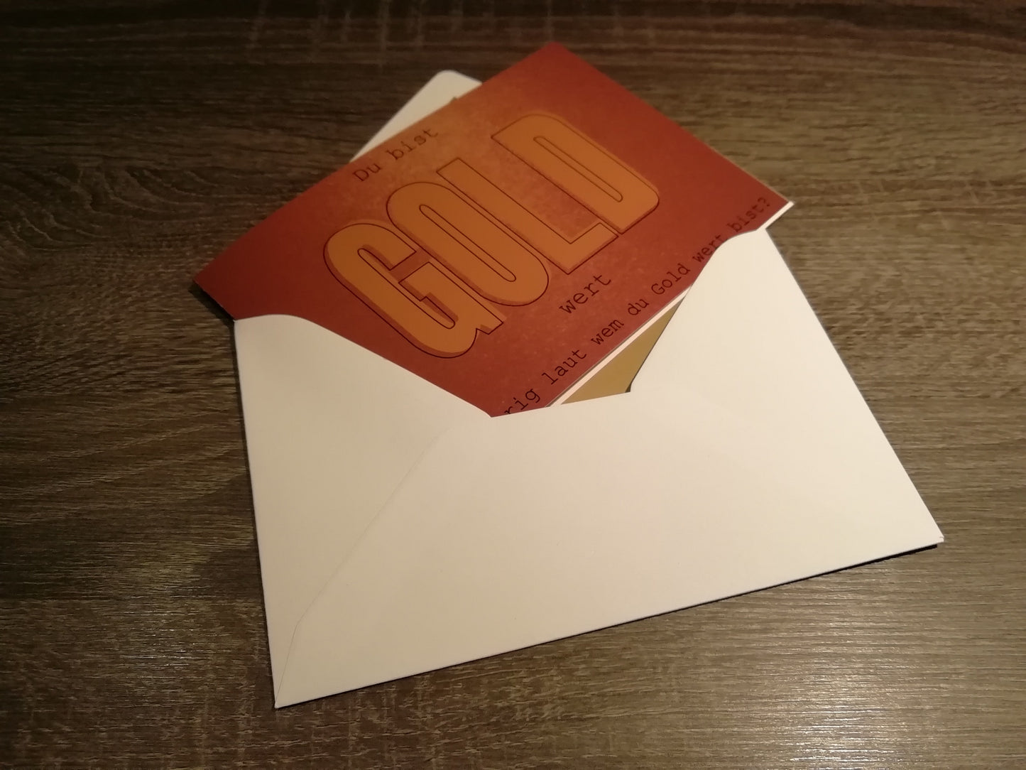 Persönliche Grußkarte mit 1 Gramm Barren reines Gold!